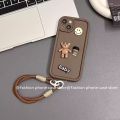 เคสโทรศัพท์ Samsung Galaxy S24 Ultra + Plus 5G 4G 3D ลายการ์ตูนเคสปกป้องเลนส์รูปหมียิ้มมีสไตล์ฝาครอบซิลิโคนนิ่มป้องกันการกระแทกพร้อมสายคล้อง2024. 