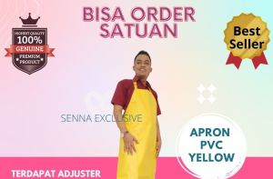 Apron PVC Celemek 90cm masak anti air kuning depan pvc buat jualan ayam ikan cuci piring cuci motor mobil bidan