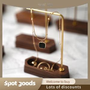 Heabety Fashion Jewelry Display Stand Necklace Earrings Jewelry Copper Wood Jewelry Display Props Shooting Jewelry Booth Display Pieces