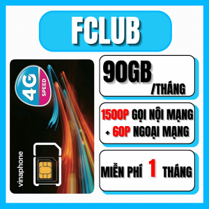 Sim Sẵn 1 Tháng Đầu - Gói FCLUB Có 90Gb/Tháng Tốc Độ Cao Dùng Mạng + Miễn Phí 1.560 Phút Gọi - Phí Gia Hạn Chỉ 79k/Tháng . FREESHIP - CHƯA KÍCH HOẠT.