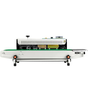 Automatic Commercial Plastic Bag Band Sealing Machine Horizontal Sealer with Printing Wheel 850W 220V Electric Continuous 0-16m/min 0.02-0.8mm for Food CE