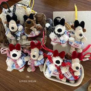 South Korea ins New Year Christmas Red Bow Tie Dog Ornament   Cute and fashionable keychain bag charm for women