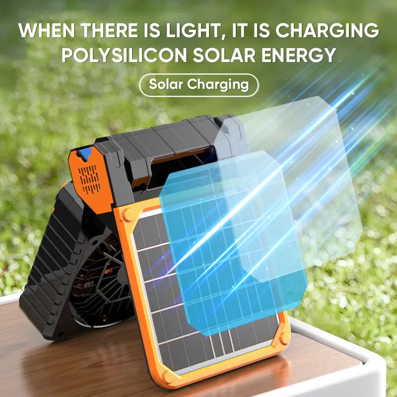 Mitsushi Portable Solar Fan Camping Rechargeable Electric Fan