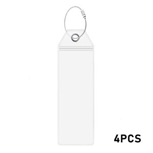 4PCS Waterproof Suitcase Label Holder PVC Cruise Luggage Tag Holders With Steel Wire Cable Loop