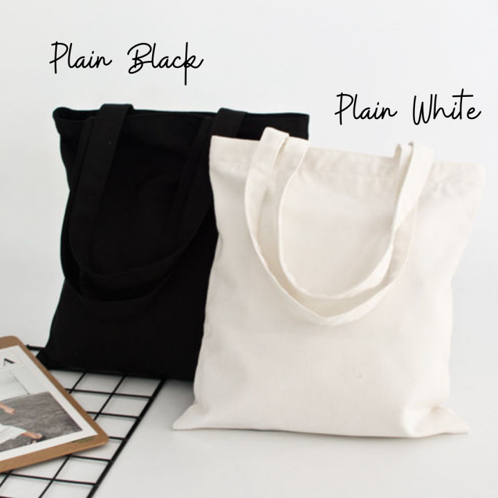 Plain White Canvas and Black Cotton Canvas Tote Bag High Quality Korean Shoulder Eco Bag Lazada PH