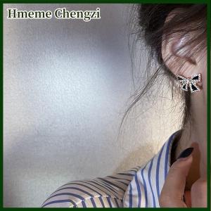 Hmeme New Trendy Inlaid Rhinestone Bowknot Stud Earrings For Women Personality Unique Design Earrings Wedding Jewelry Birthday Gift