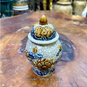 Choé Thờ Cúng Chum Thờ Cúng Bát Tràng Men Rạn Rồng - Hoa Sen Đồ Thờ Cúng Bát Tràng - Gốm Sứ Bát Tràng Việt Nam