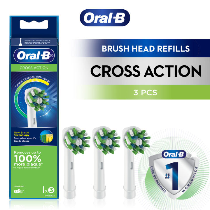 Oral B CrossAction Electric Toothbrush Refill Heads 3s [Oral Care ...