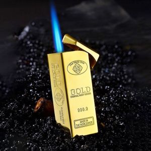 HỘP QUẸT BẬT LỬA THIẾT KẾ MÔ HÌNH THỎI VÀNG MAY MẮN -KIM LOẠI