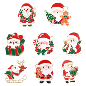 Santa Claus ghim cài kim loại món quà Giáng sinh với lớp phủ chống xỉn màu hoàn hảo cho trang phục lễ hội và trang trí