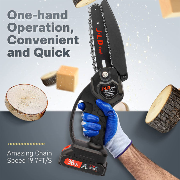 JLD Cordless Chainsaw 6-inch Mini Chainsaw Portable Handheld 36vf Chain ...