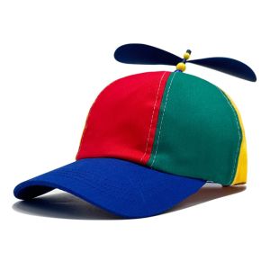 BEAUTYLADIES Detachable Propeller Baseball Cap Cotton Adjustable Colorful Helicopter Spiral Hat Creative Rainbow Design Bamboo Dragonfly Cap Spring Summer