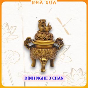 Lư Đỉnh Xông Trầm Hương 3 Chân Nghê Tọa Đỉnh - Nhà Xưa