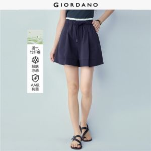 Giordano Women Cool antibacterial contrast elastic waist shorts Free Shipping 05406304