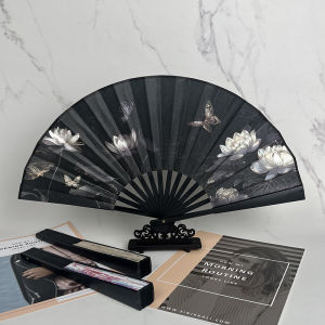 8 inch Kipas Tangan Lipat Gaya China Kuno Kipas Tangan Lipat Portable Bahan Kain Kipas Motif Lukisan Cina Oriental