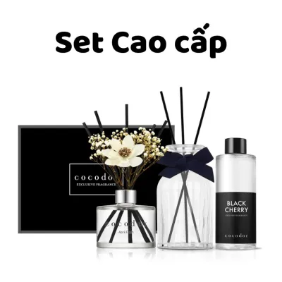 Bộ combo 2 lọ tán hương làm thơm phòng kèm hoa và hộp sang trọng COCODOR Diffuser Gift Set
