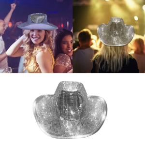 Sequin Cowboy Hat Disco Balls Hat DJs Hat Mirror Hat Glitter Balls Hat Glitter Mirror Disco Cowboy Hat Stunning Disco