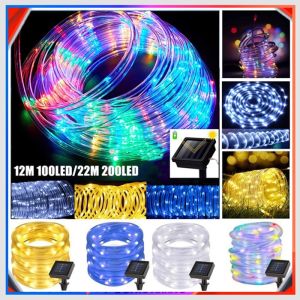 22/32M Solar PVC Rainbow Tube Copper Wire Light Waterproof LED Outdoor Tube Light Christmas Decoration lighting Night String Light