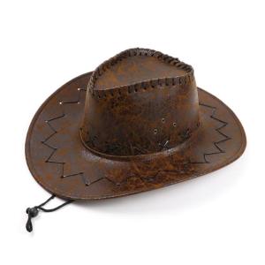 Vintage Western Cowboy Hat Cowgirl Hat with Rope Windproof for Sun Hat Wide Brim Jazz Hat for Outdoor Hiking Camping Rid