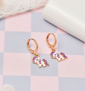 Anting anak karakter kuda pony ungu cantik titanium anti karat tidak luntur