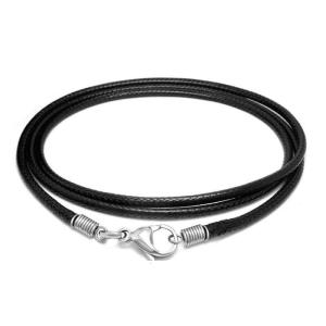 2mm Black Leathers Cord with Lobster Clasp for Necklace Pendant Bracelet Braided String Rope Making DIY Crafts