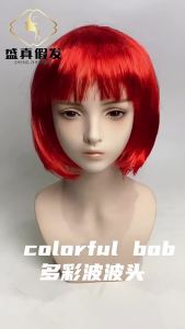 Tóc giả Bob có mái tóc ngắn thẳng tự nhiên dành cho học sinh. cosplay Tóc đen dài thẳng cho tiệc Halloween