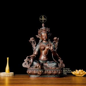 Lục Độ Phật Mẫu Tara Mật Tông - Đức Mẹ Tara Xanh - Tượng Đồng Đỏ Thờ Cúng Cao Cấp - Đồ Đồng Mỹ Nghệ