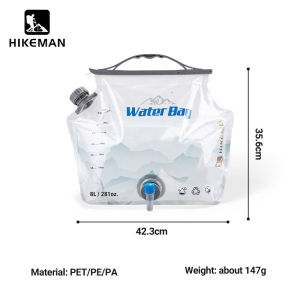 HIKEMAN 8L Camping Water Bottle PE High Capacity BPA Free Outdoor Water Storage Bag Folding Safety Seal Drinking Water Container