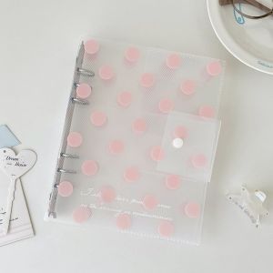 MYTHIS A5 Size Loose Leaf Binder Cover Polka Dot Pattern 3 Inch Width DIY Journal Organizer Portable Ring Type Binding Photocard Collection Shell For Kpop Idol Cards