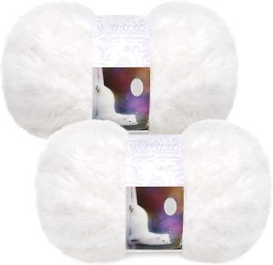 2 Pieces Skeins Soft Fur Yarn Fuzzy Fur Yarn Chunky Fluffy Faux Fur Yarn Eyelash Yarn Cream Fur Yarn for Crochet Blankets Rugs Clothes Knitting Projects 30 Meters and 50 Grams for Each (White)