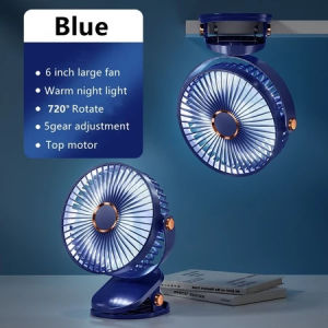 D-520 Camping Fan Rechargeable Desktop Portable Air Circulator Wireless Ceiling Electric Fan With LED Light Clip-on Home Fan