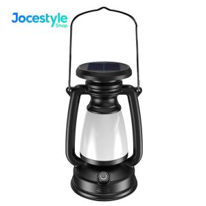 Vintage Camping Lantern 120LM LED Table Night Light 800mAh/1200mAh Type-C USB Solar Charging for Hiking Cafe Restuarant