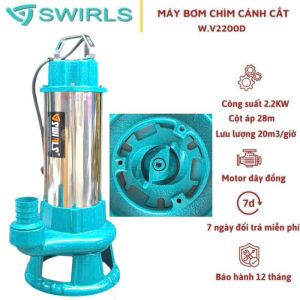 Máy bơm chìm nước thải cắt rác 2.2Kw (3HP) Swirls Thân inox 304 - Bảo hành 1 năm Bơm chìm hút hố bioga hút bùn loãng