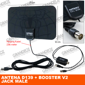 Spider Original Antena TV TFL-D146 + Booster Signal 4K TV Anten FullHD Digital Analog 4K High Gain 25dB Coocaa Polytron Xiaomi Samsung