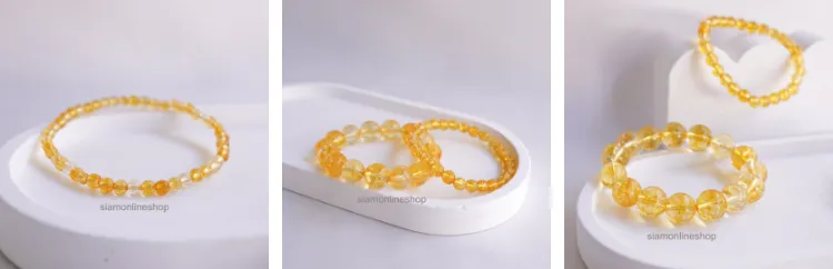 CITRINE หินซิทริน เลือกขนาดเม็ดหินได้ (4-12 มม.) หินแห่งความสำเร็จ สร้อยข้อมือหินแท้