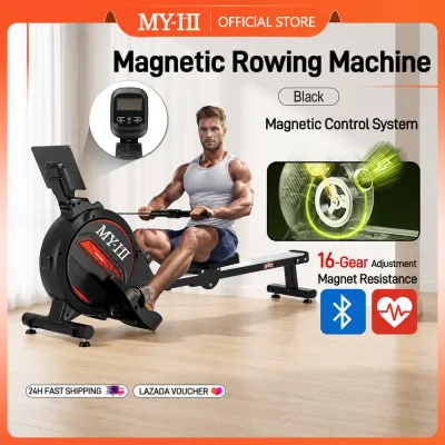 MY-HI Magnetic Rowing Machine 16-level Adjustable Resistance LED Monitor Fitness Equipment