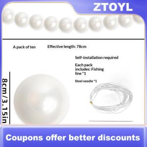 【ZTOYL】 Wedding Backdrop Wall Decor - Faux Large Pearl - DIY Beaded Garland White Ball Pendant & Figurine
