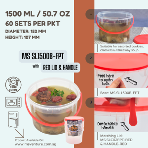 {MSV-WS} Tamper Proof Air Tight with Safety Lock (1000ml-2000ml) Microwavable Plastic Tubs MS SL1000B SL1500B SL2000B