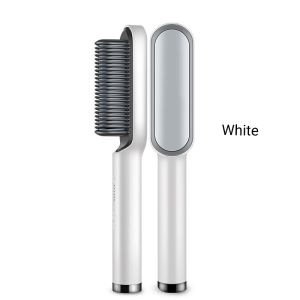 2025 New Negative Ion Hair Straightener Styling Comb with 5 Temp 2 in 1 Hair Straightener Brush and Curler Portable Electric Straightening Comb Heated Hair Brush 10s Fast Heating Anti-Scald