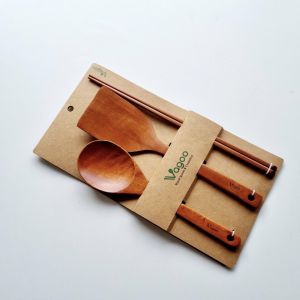 Bộ Dụng Cụ Bếp (Đũa Sạn Vá) Bằng Gỗ Nhãn Tự Nhiên - VAGOO - Làm Thủ Công Chống Thấm Chống Ẩm Mốc An Toàn Sức Khoẻ