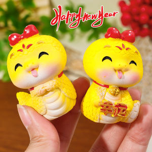 2025 Year Of The Snake Ornament Lucky Snake Figurine Micro Landscape Home Desktop Decoration Car Interior Accessories