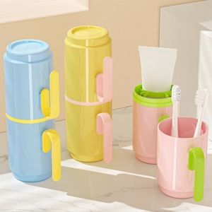 CRNGW 2-in-1 Mouthwash Cup Plastic Portable Toilet Cup Convenient Dust-Proof Wash Cup Travel