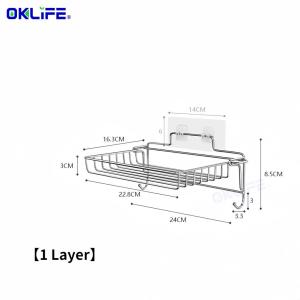 [OKLIFE®]Wall Mount No Drill Storage Shelf Stainless Steel Foldable Multi‑Layer Organizer for Kitchen Spice Container