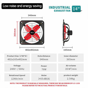 Industrial Exhaust Fan 8/10/12/14/16/20 Inch Ventilation Fan Household Kitchen And Bathroom 7-Blade All Metal Strong Exhaust Fan Silent And Powerful Ventilation Fan Large Capacity And High Suction Ventilation Equipment