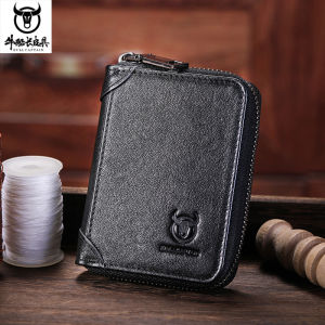 BULLCAPTAIN Genuine Card Bag Mens Casual Business Credit Card Holder Multifunctional RFID Anti-Theft 11 Card Slots Coin Purse2026
