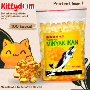 KITTYDOM Vitamin Omega Fish Oil Minyak Ikan 100 Butir Tung Fish Tunghai Tung Hai Liver Pelebat Bulu Jaga Imun Hewan Kucing Anjing Kelinci Hamster Sugar Glider