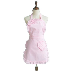 LANDIS Oil-Proof Sweet Heart Apron with Pockets Waterproof Kitchen Cooking Apron Household Apron Anti-Fouling Ruffle Apron Kitchen