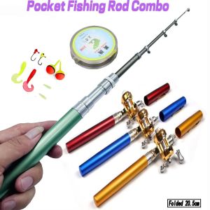 SERAPHYXO Pen Shape Pocket Fishing Rod Carbon Reel Telescopic Folded Fishing Rod Kit Ultralight Fish Pole Set Aluminum Alloy Mini Fishing Pole Stream
