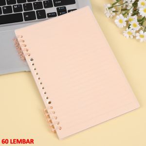 Notebook A5 Buku Catatan 80 Lembar Diary Aesthetic Sketch Book 8 Lubang Binder Buku Tulis Sekolah Kantor Jurnal Spiral Cover Pastel ptt