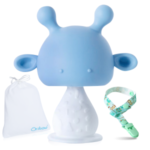 Orzbow Silicone Teething Toys with Clip Rattling Teether Soft Soothing Pacifier for Baby Infant BPA-Free Teethers Cooler